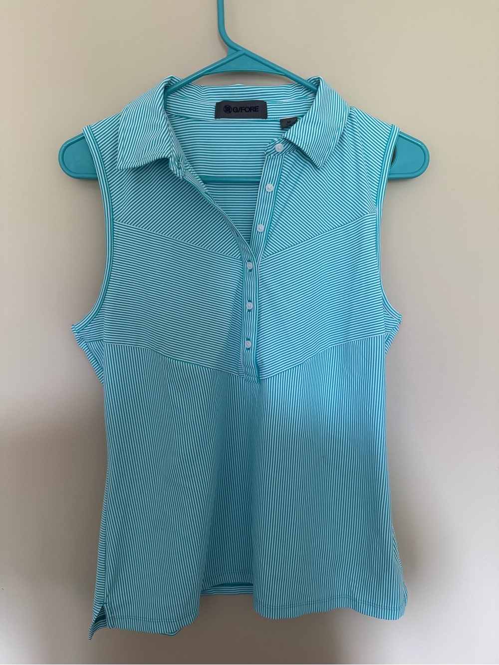 G/FORE Women's Sleeveless Polo - Aqua Stripe
